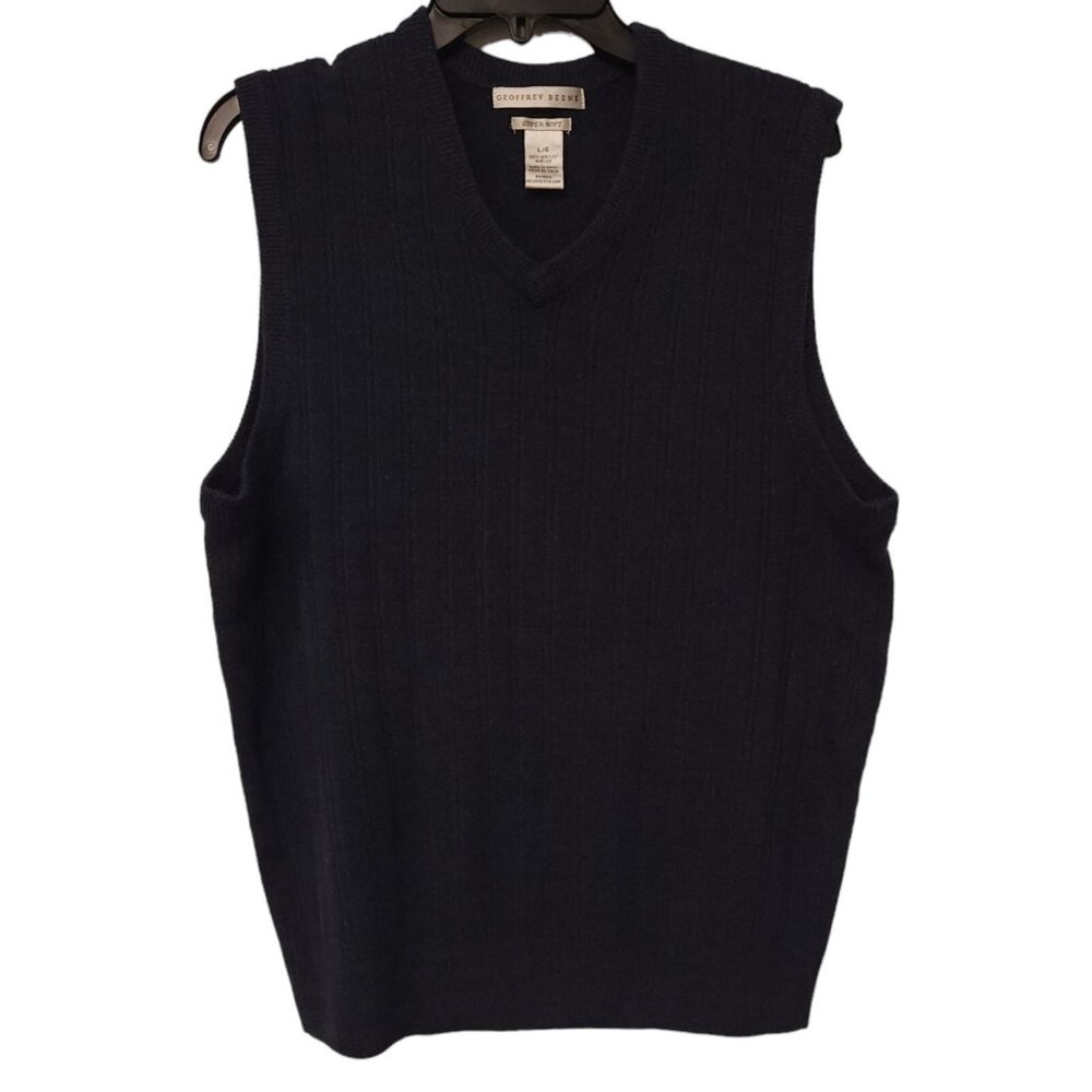 Geoffrey Beene Sweater‎ Vest Pullover Acrylic Blue Heathered Mens Large